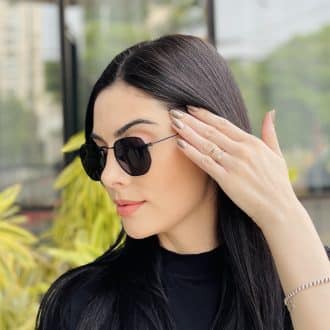 safine com br oculos de sol feminino hexagonal preto camila 2