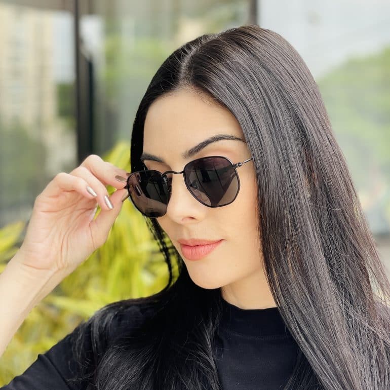 safine com br oculos de sol feminino hexagonal preto camila 4