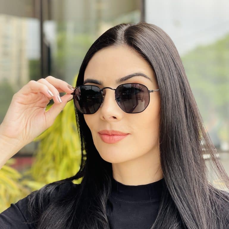 safine com br oculos de sol feminino hexagonal preto camila 5