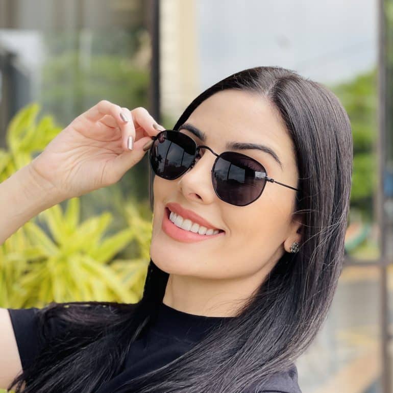 safine com br oculos de sol feminino hexagonal preto camila