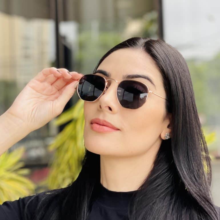 safine com br oculos de sol feminino hexagonal preto e rose camila 1