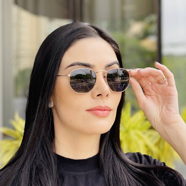 safine com br oculos de sol feminino hexagonal preto e rose camila 4