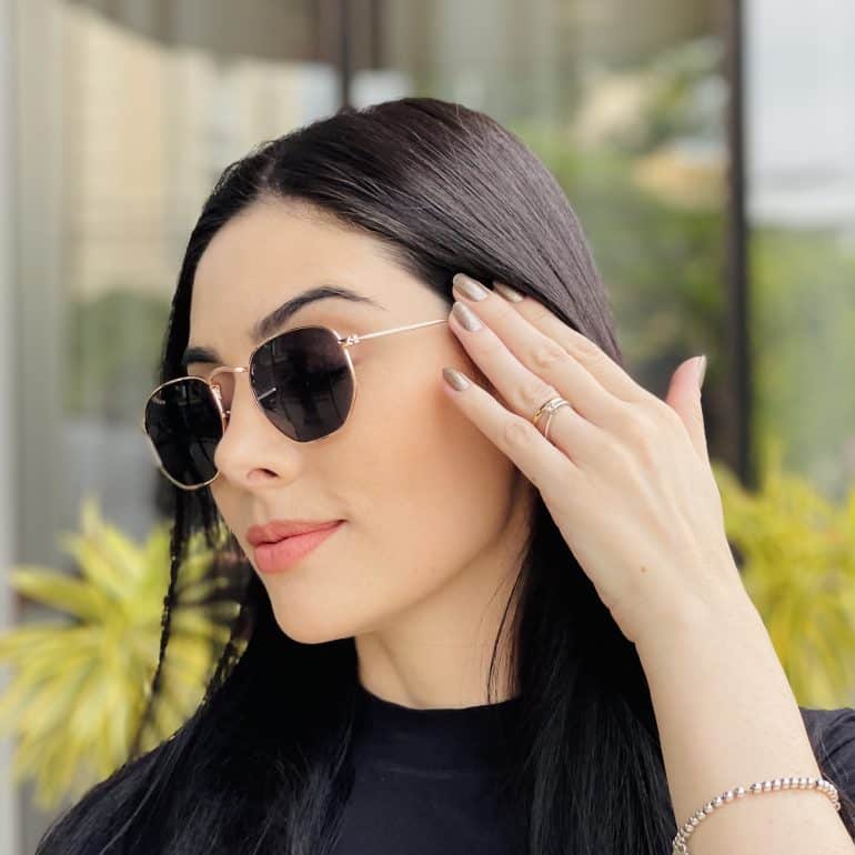 safine com br oculos de sol feminino hexagonal preto e rose camila 5