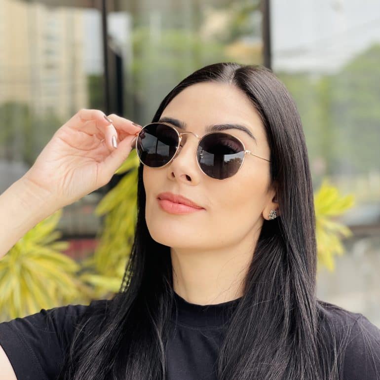 safine com br oculos de sol feminino redondo preto e rose nina 1