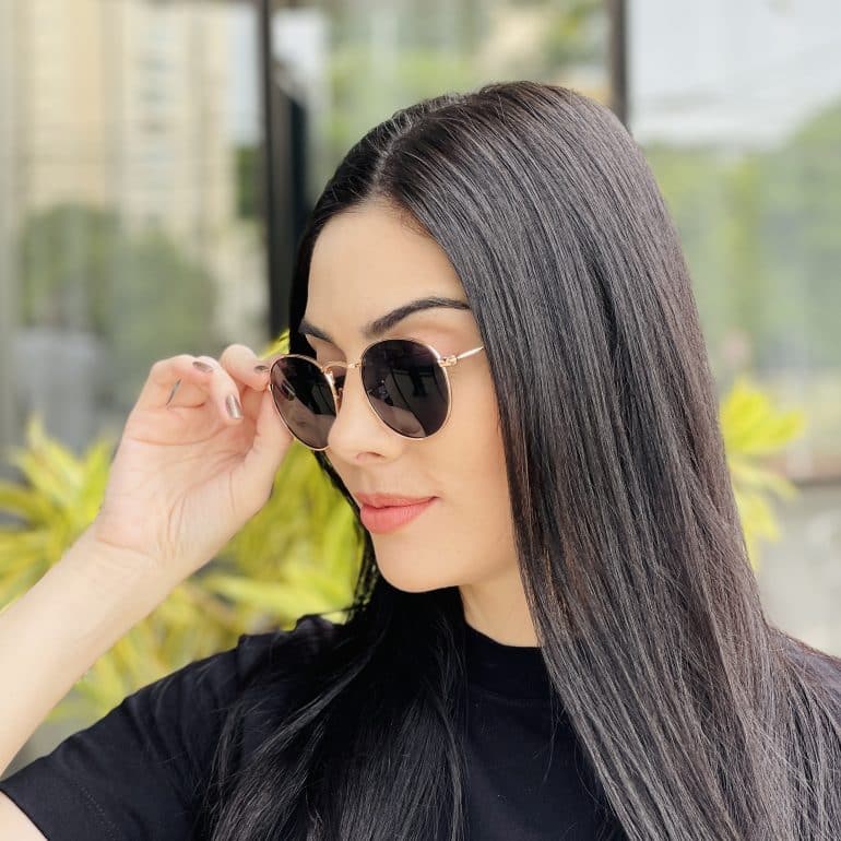 safine com br oculos de sol feminino redondo preto e rose nina 2