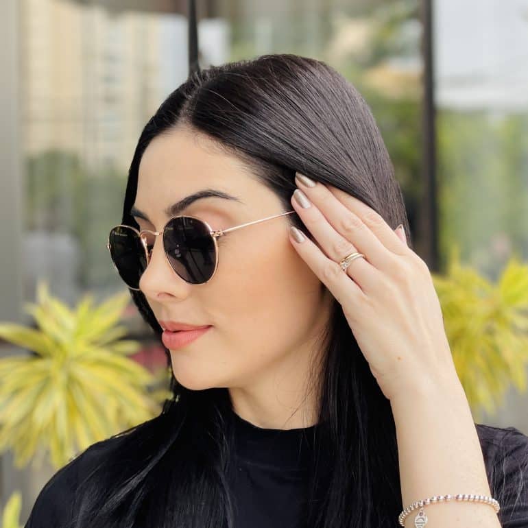 safine com br oculos de sol feminino redondo preto e rose nina 5