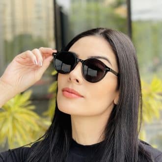 safine com br oculos de sol feminino redondo preto luana