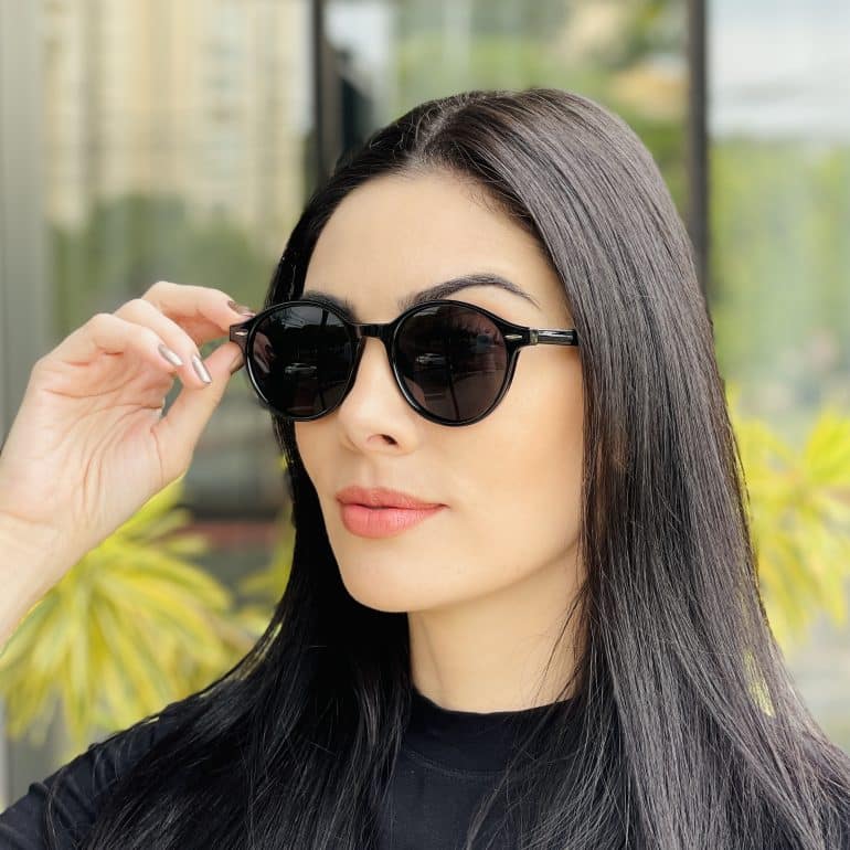 safine com br oculos de sol feminino redondo preto luana 4