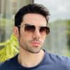safine com br oculos de sol masculino aviador dourado renan