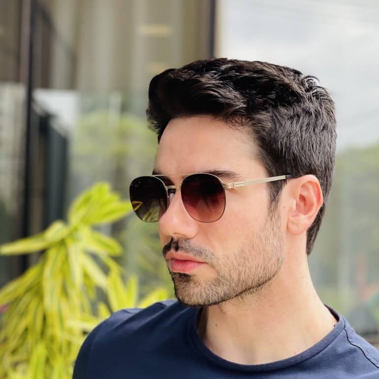 safine com br oculos de sol masculino aviador dourado renan 2