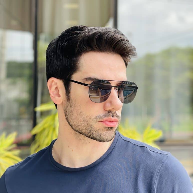 safine com br oculos de sol masculino aviador preto renan 3