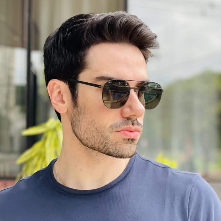 safine com br oculos de sol masculino aviador verde renan 1