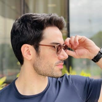 safine com br oculos de sol masculino redondo marrom degrade leonardo 2
