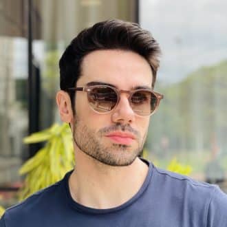 safine com br oculos de sol masculino redondo marrom degrade leonardo