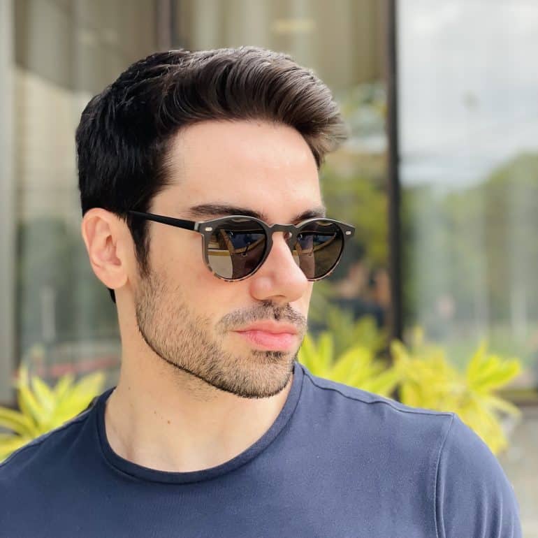 safine com br oculos de sol masculino redondo preto e tartaruga leonardo 1