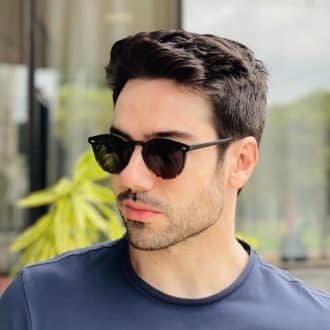 safine com br oculos de sol masculino redondo preto e tartaruga leonardo 3
