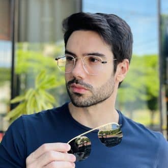 safine com br oculos 2 em 1 clip on masculino hexagonal branco 2