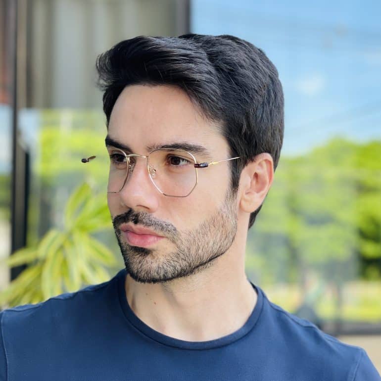 safine com br oculos 2 em 1 clip on masculino hexagonal dourado com marrom 5