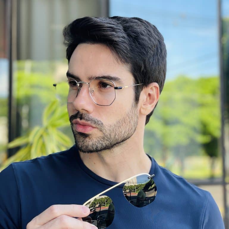 safine com br oculos 2 em 1 clip on masculino hexagonal prata 2