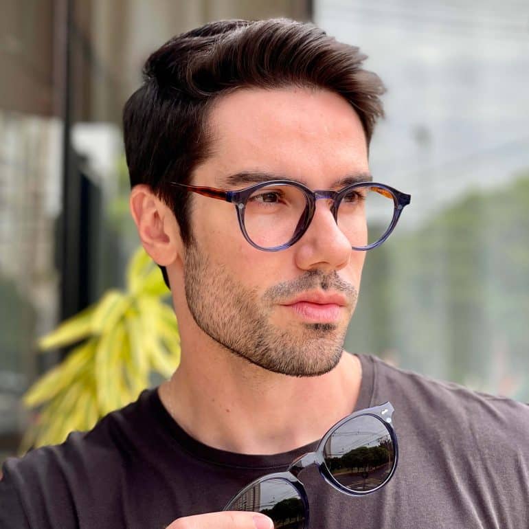 safine com br oculos 2 em 1 clip on masculino redondo azul samuel 6