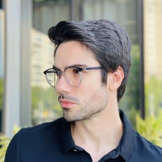 safine com br oculos 2 em 1 clip on masculino redondo azul transparente joao 5