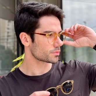 safine com br oculos 2 em 1 clip on masculino redondo champanhe samuel 6