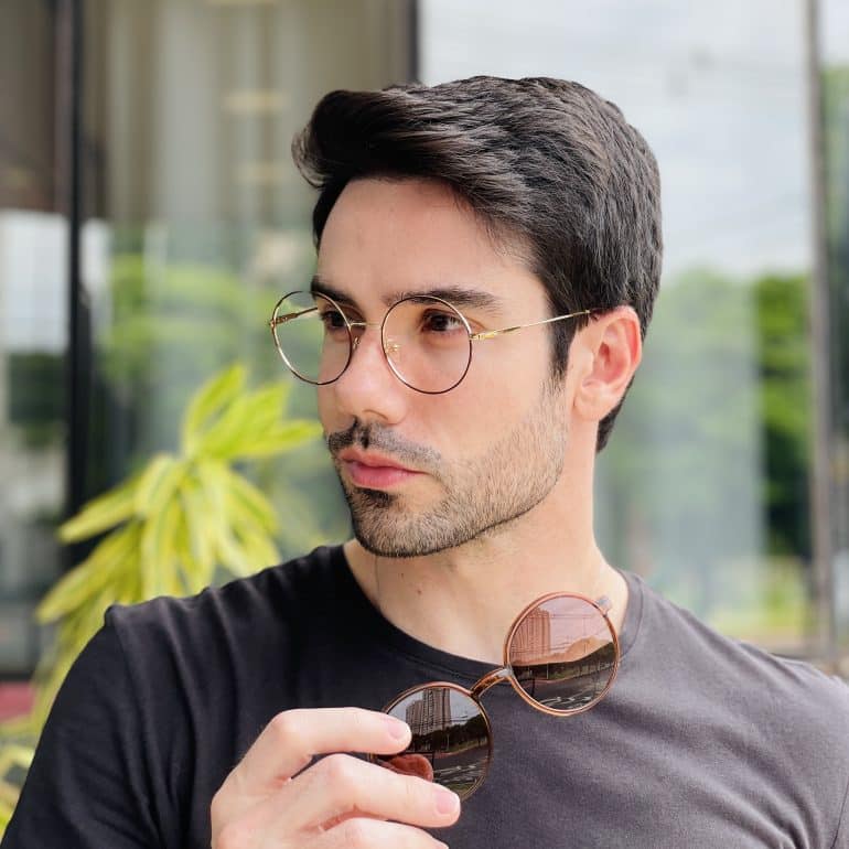 safine com br oculos 2 em 1 clip on masculino redondo marrom douglas 1