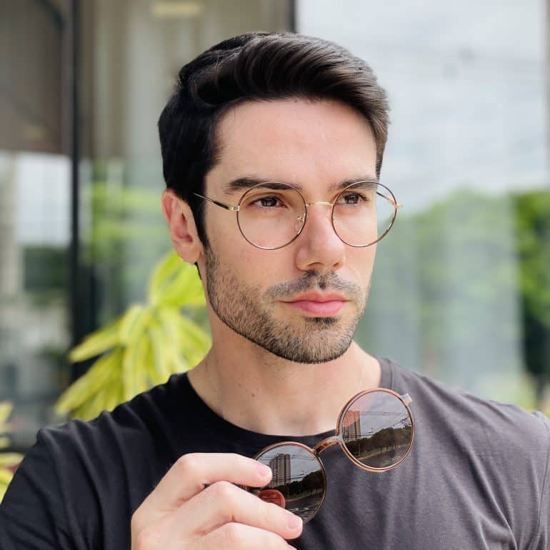 safine com br oculos 2 em 1 clip on masculino redondo marrom douglas 2
