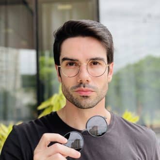 safine com br oculos 2 em 1 clip on masculino redondo preto e dourado douglas