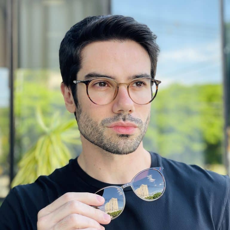 safine com br oculos 2 em 1 clip on masculino redondo tartaruga e verde otto 1
