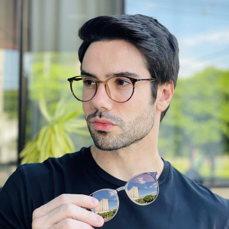 safine com br oculos 2 em 1 clip on masculino redondo tartaruga e verde otto 2