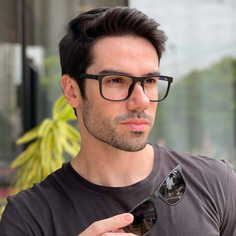 safine com br oculos 2 em 1 clip on masculino retangular preto e azul felippe 5