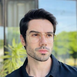 safine com br oculos de grau masculino hexagonal dourado gael 1