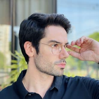 safine com br oculos de grau masculino hexagonal dourado gael 3
