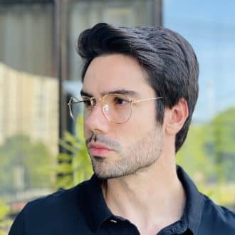safine com br oculos de grau masculino hexagonal dourado gael 4