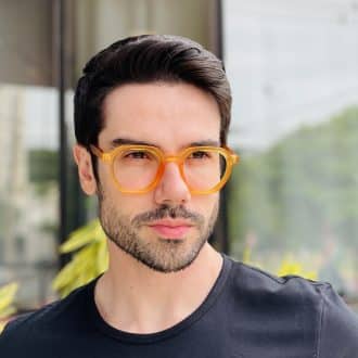 safine com br oculos de grau masculino hexagonal laranja pedro 1