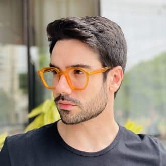 safine com br oculos de grau masculino hexagonal laranja pedro 3