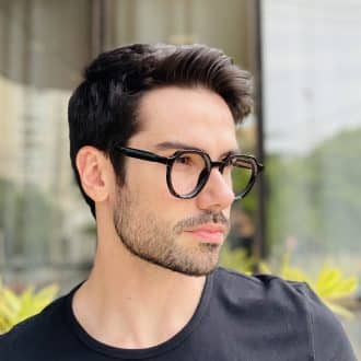 safine com br oculos de grau masculino hexagonal preto pedro 4