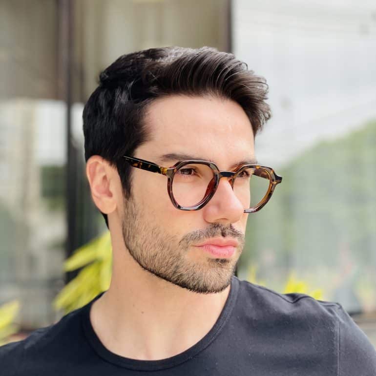 safine com br oculos de grau masculino hexagonal tartaruga pedro 2
