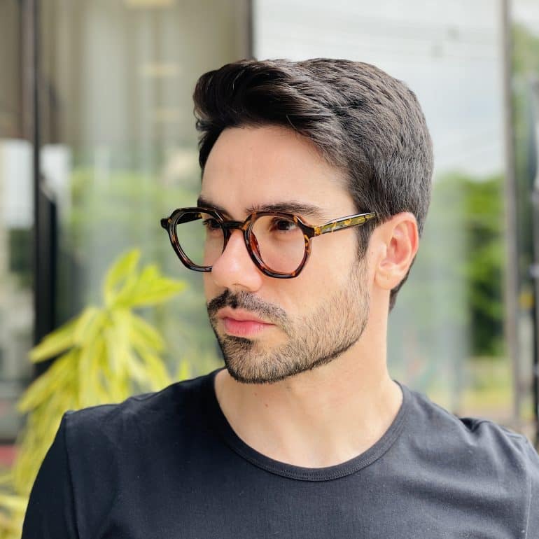 safine com br oculos de grau masculino hexagonal tartaruga pedro 4