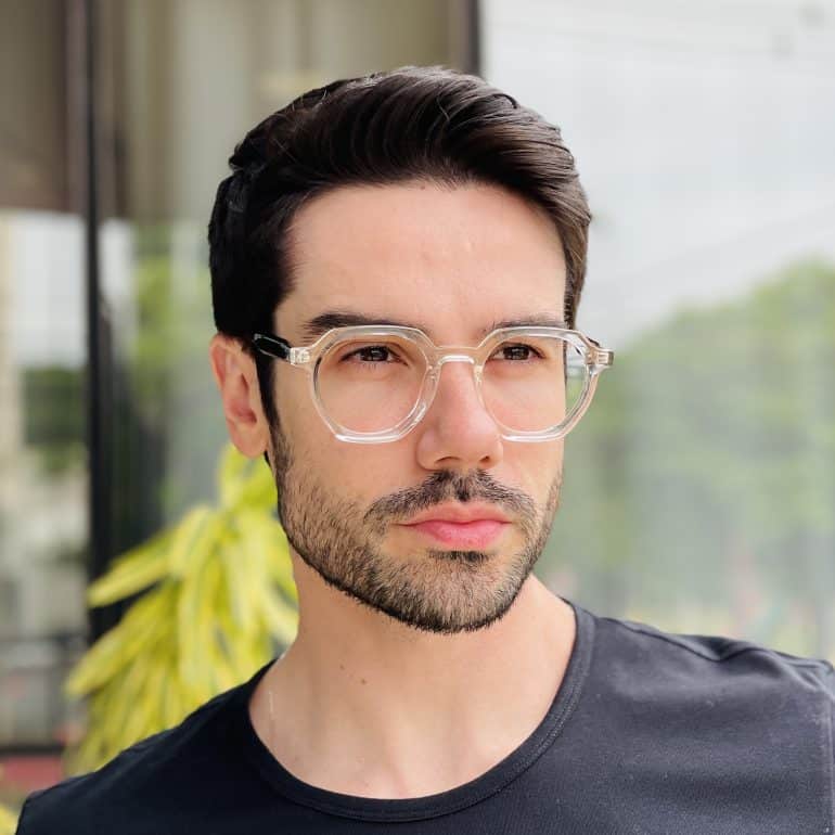 safine com br oculos de grau masculino hexagonal transparente pedro 1