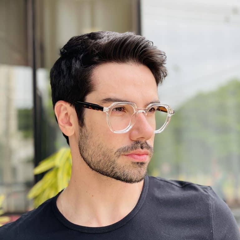 safine com br oculos de grau masculino hexagonal transparente pedro 2