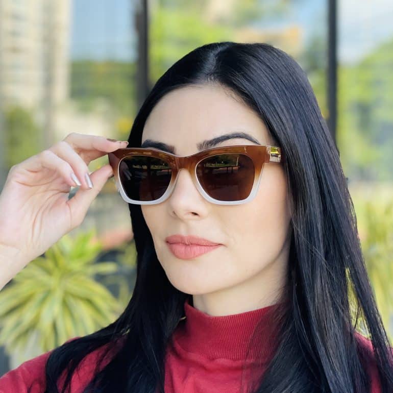 safine com br oculos de sol feminino gatinho marrom degrade laura 1