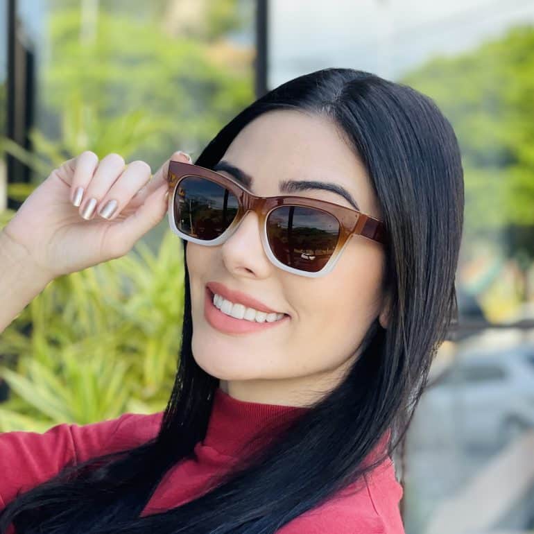 safine com br oculos de sol feminino gatinho marrom degrade laura