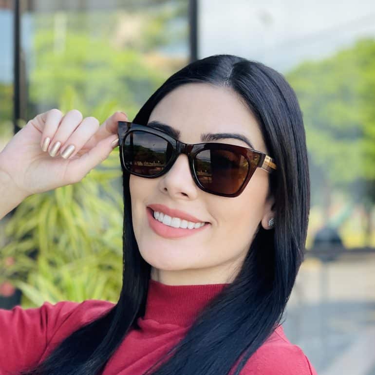 safine com br oculos de sol feminino gatinho marrom laura