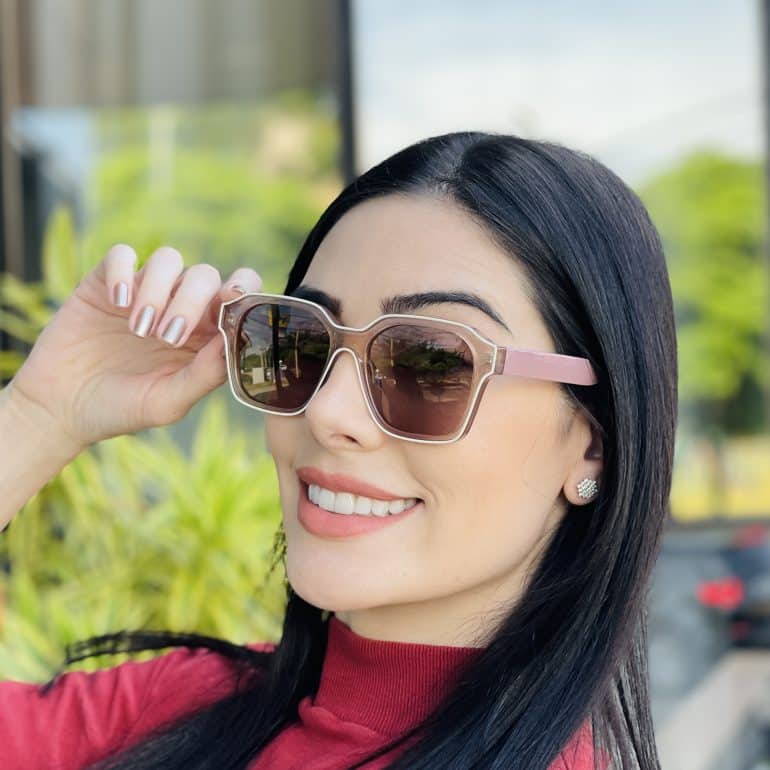 safine com br oculos de sol feminino quadrado rose valentina
