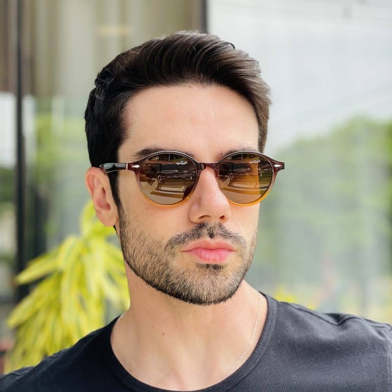 safine com br oculos de sol masculino redondo marrom degrade nicolas