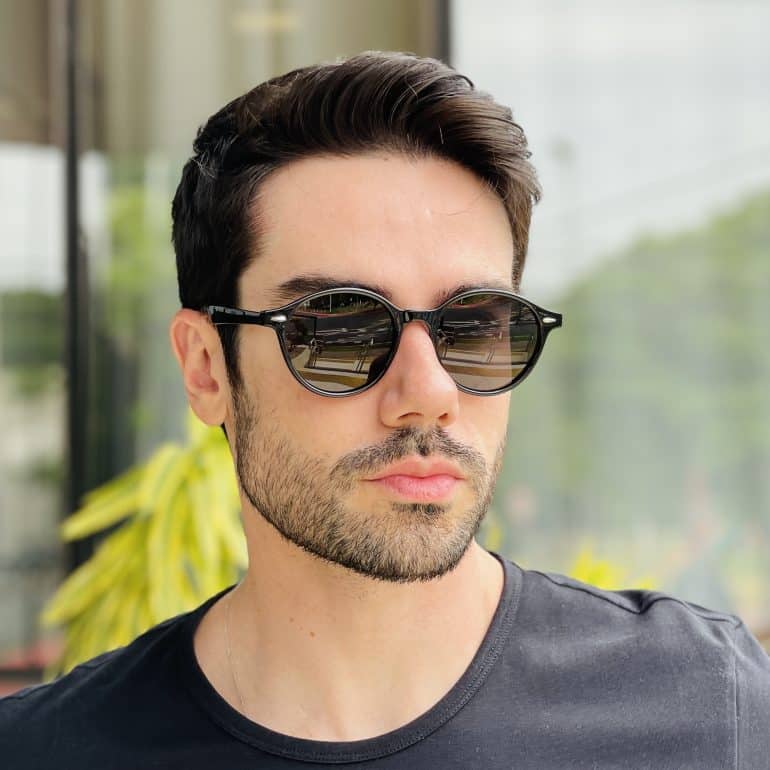safine com br oculos de sol masculino redondo preto nicolas