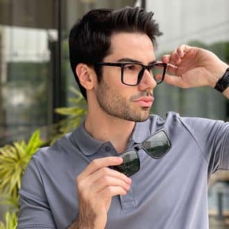 safine com br oculos 2 em 1 clip on masculino retangular azul escuro dave
