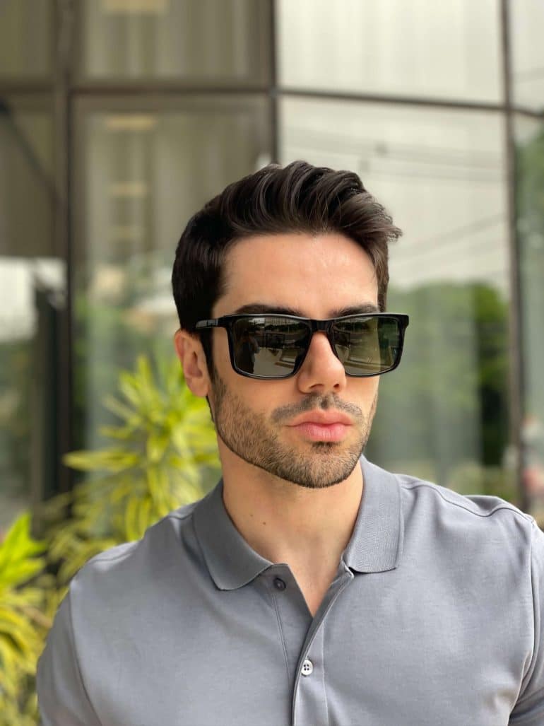 safine com br oculos 2 em 1 clip on masculino retangular azul escuro dave 7